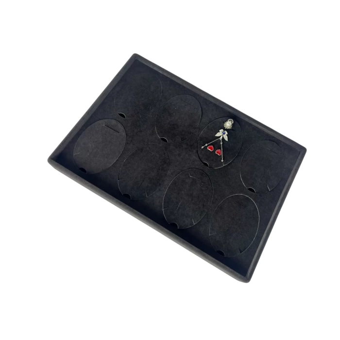 Süet Kumaş Siyah 34-24 Cm Ayaklı 8 Pedli Kolye Tabla Stand