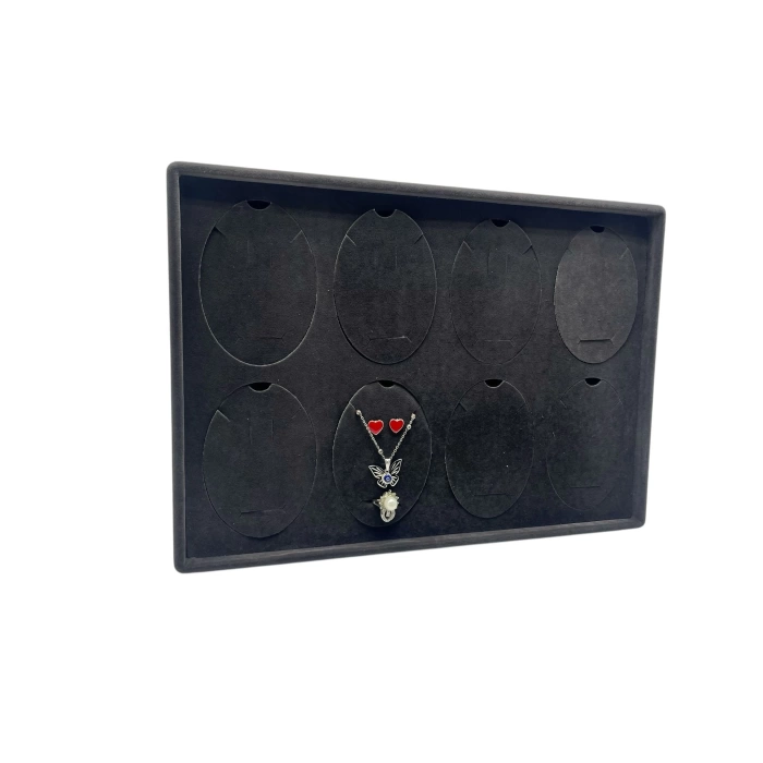 Süet Kumaş Siyah 34-24 Cm Ayaklı 8 Pedli Kolye Tabla Stand