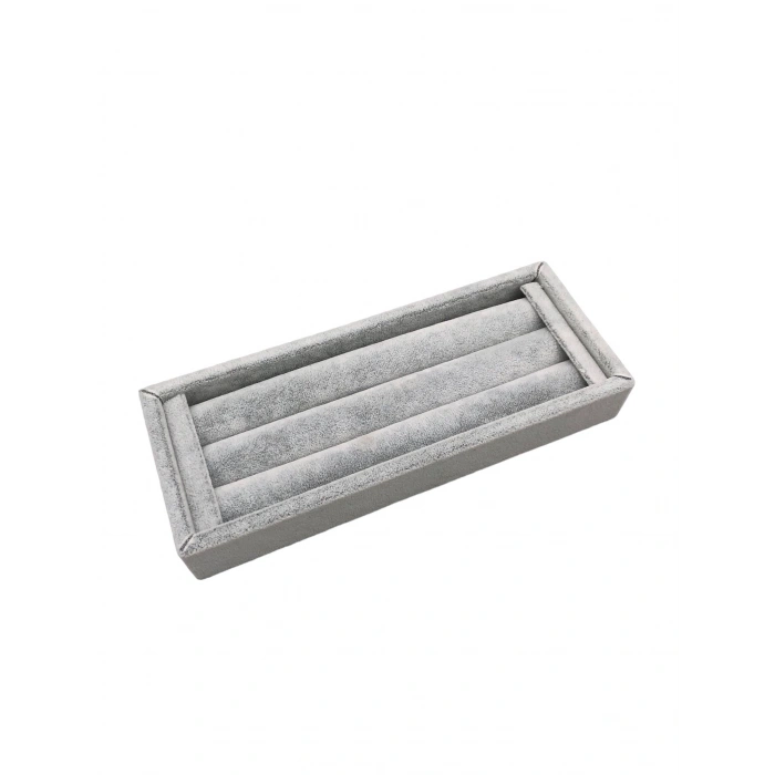 Süet Kumaş Gri Renk 18 / 7 Cm Rulo Çekmece İçi Yüzük Standı