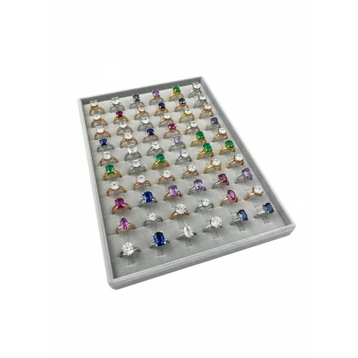 Süet Kumaş Gri Renk 24/34 Dikine Tırnaklı Yüzük Tablası