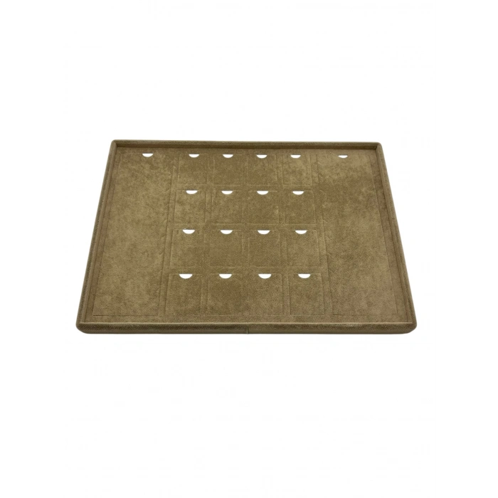 Süet Kumaş Kahve 34-24 Cm Ayaklı 18 Pedli Kolye Tabla Stand