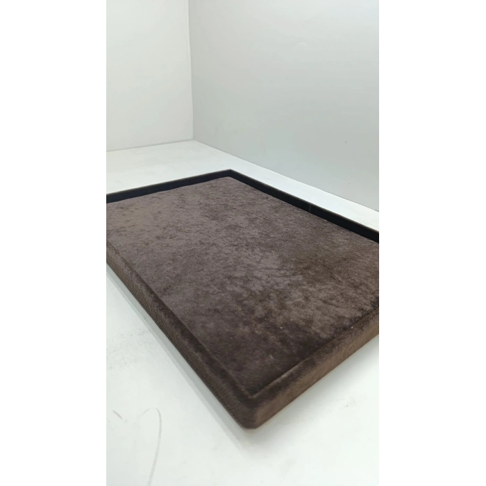 Süet Kumaş Kahve Renk 34/24 cm Takı Servis Sunum Tablası