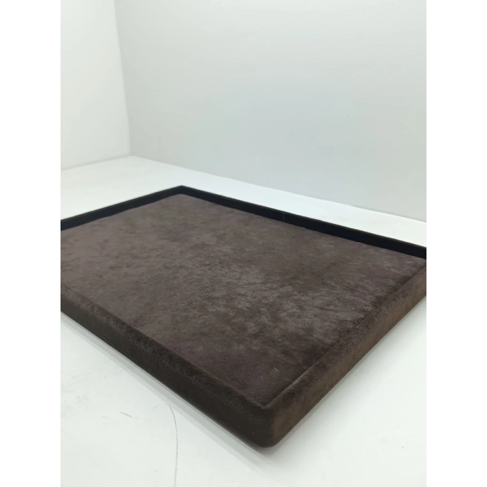 Süet Kumaş Kahve Renk 34/24 cm Takı Servis Sunum Tablası