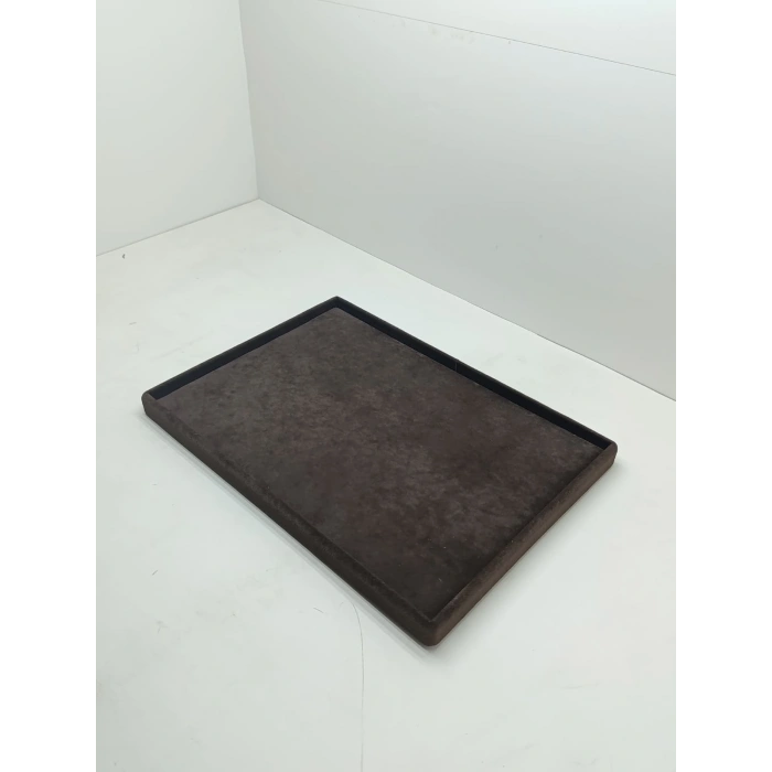 Süet Kumaş Kahve Renk 34/24 cm Takı Servis Sunum Tablası