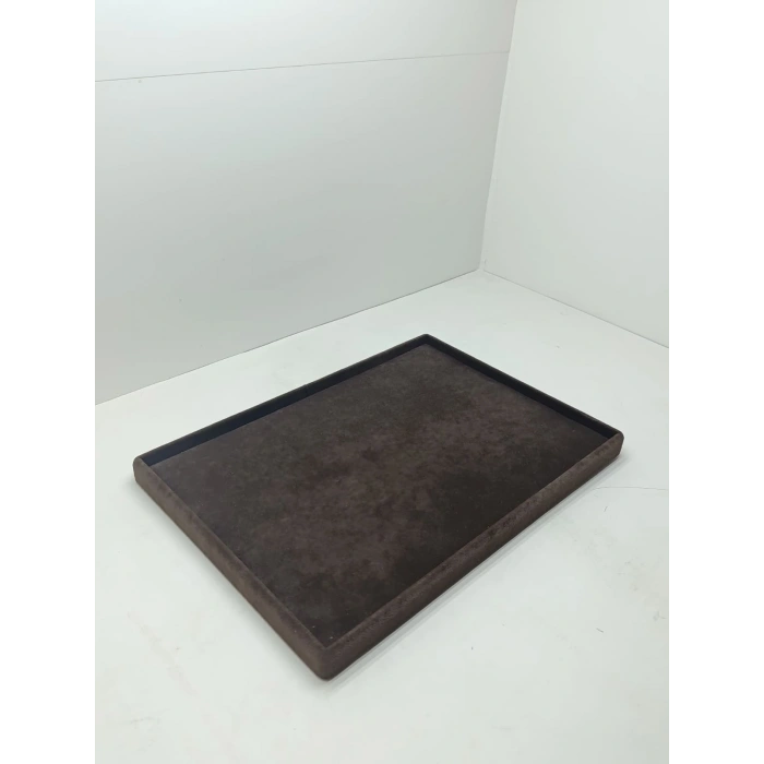Süet Kumaş Kahve Renk 34/24 cm Takı Servis Sunum Tablası