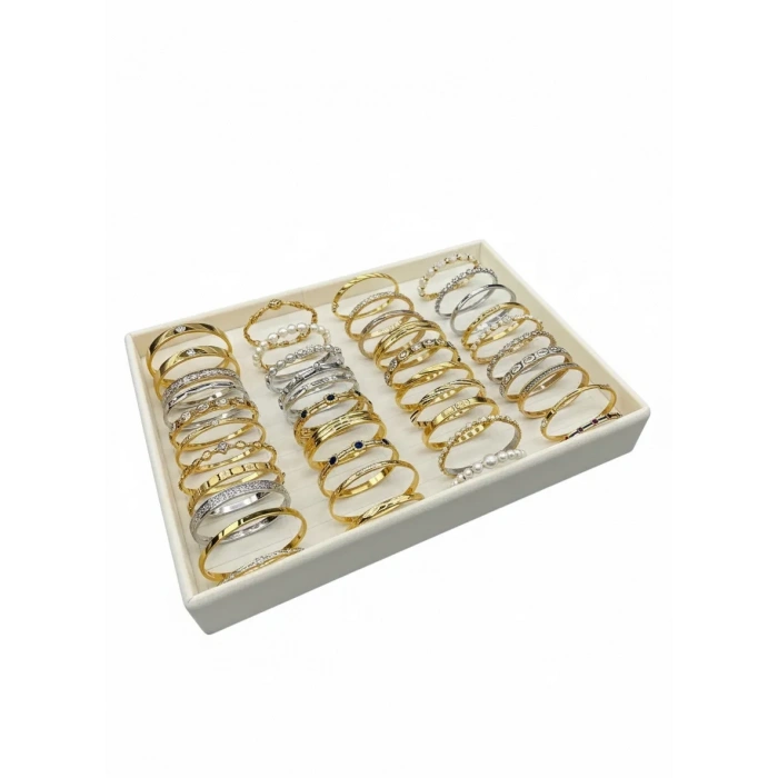 Süet Kumaş Krem Renk 34/24 Cm Batırmalı Bileklik Kelepçe Tablası