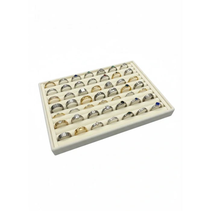 Süet Kumaş Krem Renk 34/24 cm Enine Sosisli Yüzük Standı