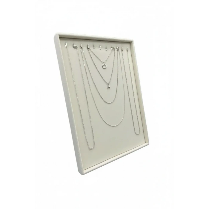 Süet Kumaş Krem Renk 34/24 Cm Saç Ayaklı Kolye Zincir Tebih Sergileme Standı