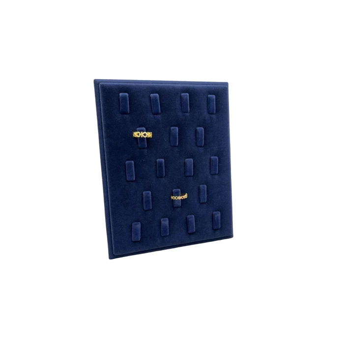Süet Kumaş Lacivert Renk 20/16 Cm Ayaklı Yüzük Sergileme Standı
