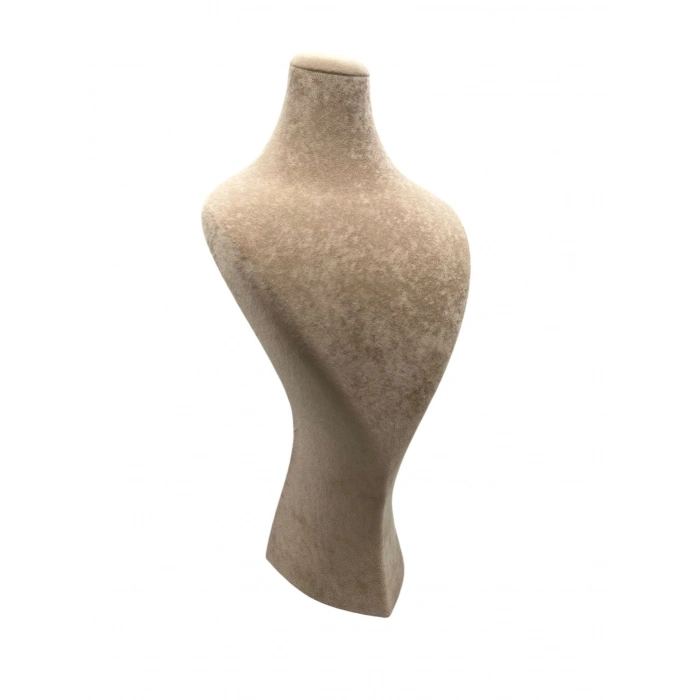 Süet Kumaş Lidya Manken Sütlü Kahve Renk 34/20 Cm Kolye Gerdanlık Takı Sergileme Mankeni