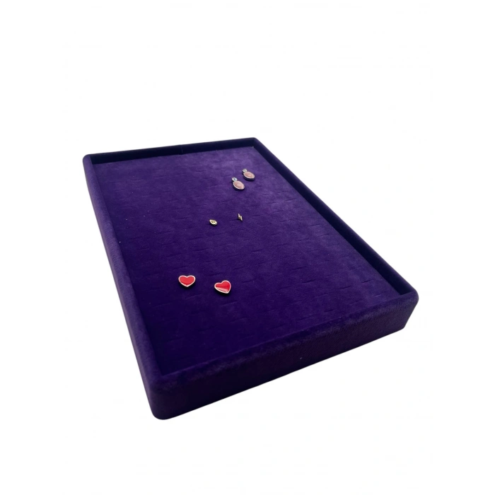 Süet Kumaş Mor Renk 24/17 Cm Batırmalı Piercing - Küpe Tablası