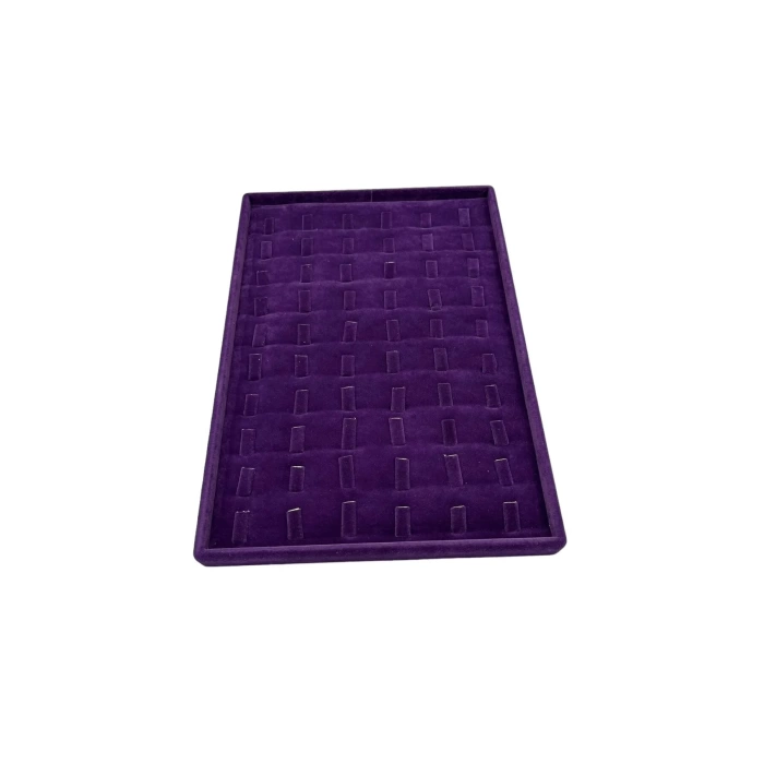 Süet Kumaş Mor Renk 34/24 cm Dikine Tırnaklı Çekmece İci Yüzük Tablası