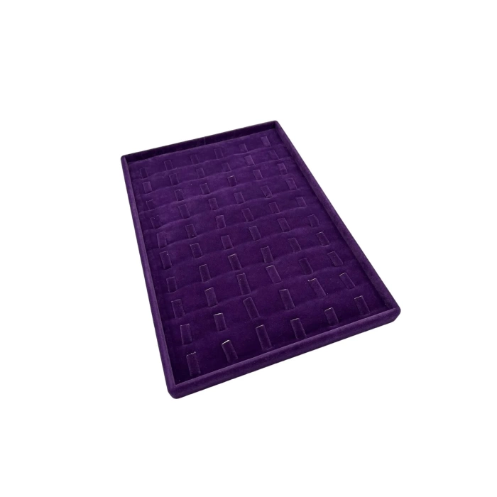Süet Kumaş Mor Renk 34/24 cm Dikine Tırnaklı Çekmece İci Yüzük Tablası