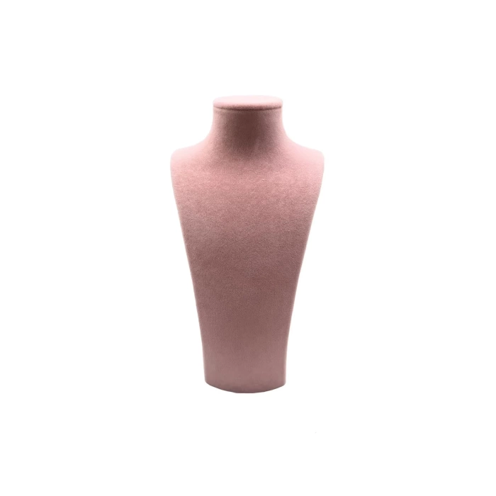Süet Kumaş Pembe Renk 25/12 Cm Kolye Gerdanlık Zincir Takı Sergileme Mankeni