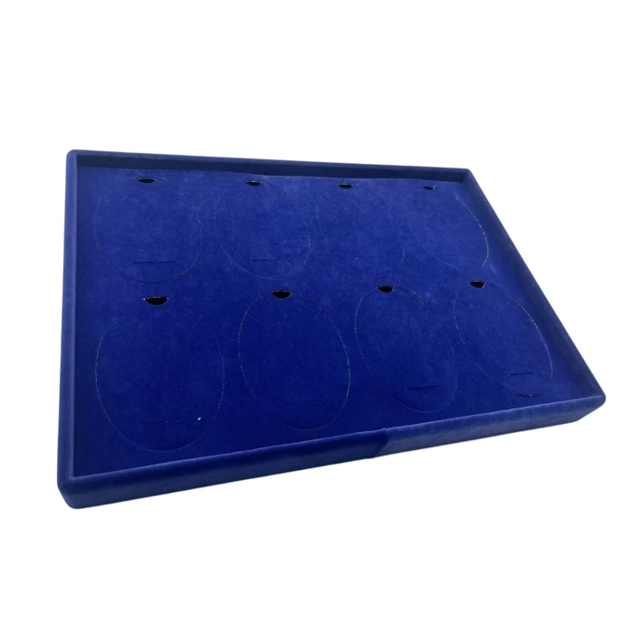 Süet Kumaş Lacivert 34-24 Cm Ayaklı 8 Pedli Kolye Tabla Stand