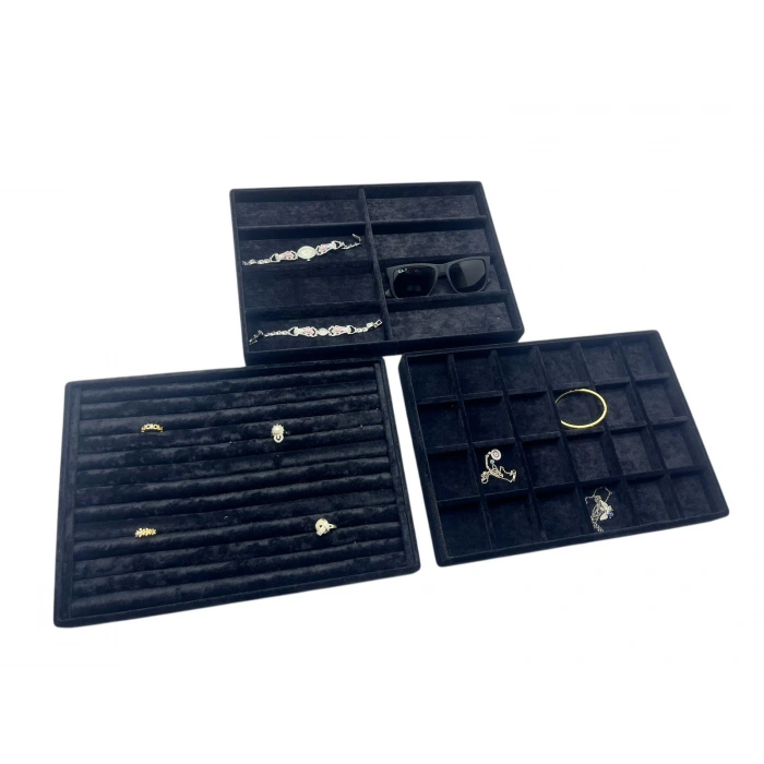 Bern Model Süet Kumaş Siyah Renk 34/24cm 3 Lü TakımTakı Sergileme Standı