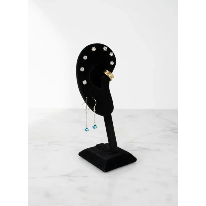 Süet Kumaş Siyah Renk 15/5 cm Ayaklı Küpe Sergileme Dekoru