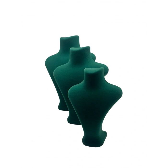 Süet Kumaş Yeşil Renk Üç Boy Takı Sergileme Mankeni