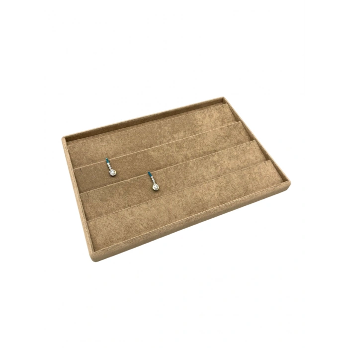 Cezayir Model Süet Kumaş Sütlü Kahve Renk 34/24 Cm Enine Küpe Standı