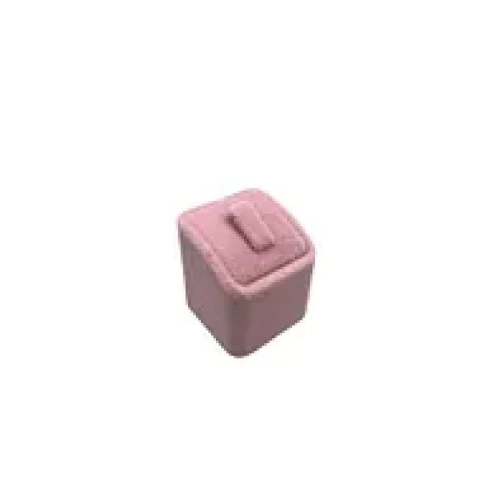Terli Üretim Süet Kumaş Pembe Renk Tek Yüzük Sergileme Aksesuar