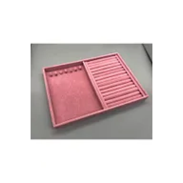 Yeni Süet Pembe Renk Kolye Bileklik Yüzük Sergileme Kutusu