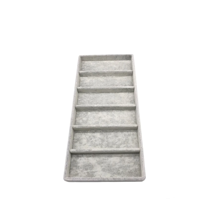Yerli Üretim Lefkoşa Model Süet Kumaş Gri Renk 38 Cm / 19 Cm Gözlük Sergileme Çekmece Içi Stand