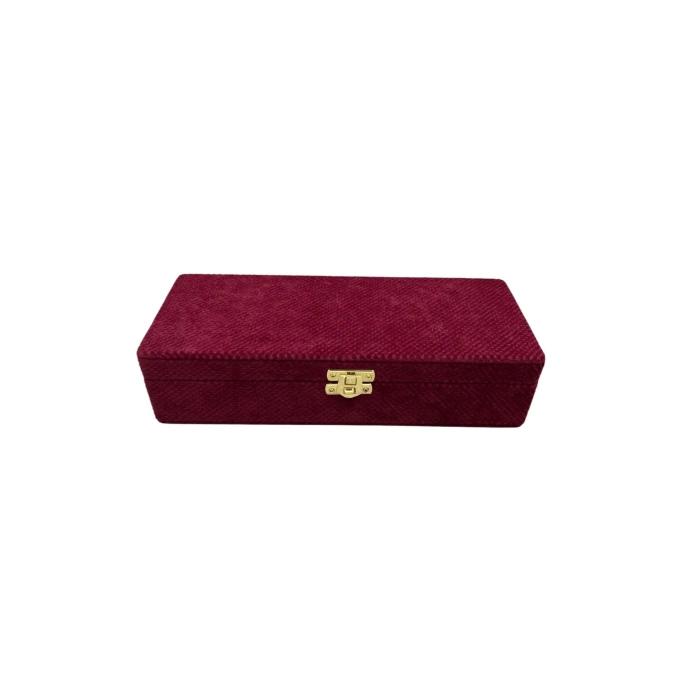 Yeni Yerli Üretim Kapaklı Keten Kumaş Bordo 25 cm / 10 cm Tesbih Sergileme Kutusu