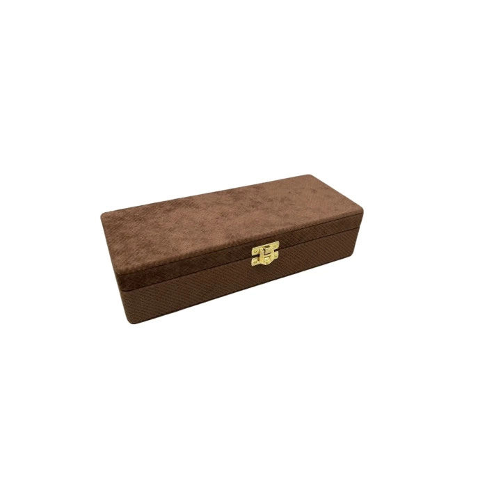 Yeni Yerli Üretim Kapaklı Keten Kumaş Kahve 25 cm / 10 cm Tesbih Sergileme Kutusu