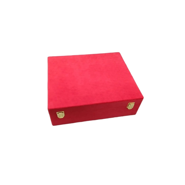 Yeni Yerli Üretim Keten Kumaş Kırmızı Renk 35/30/10 cm Takı Sergileme Saklama Kutusu