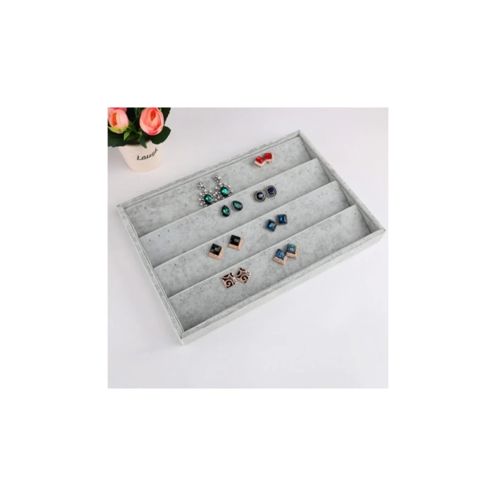 Yerli Süet Gri Küpe Tabla Standı
