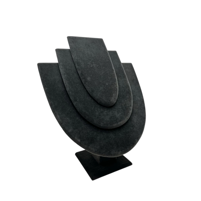 Yerli Üretim Ahşap Model Anfora Kumaş Füme Renk 25 cm Kolye Takı Sergileme Mankeni