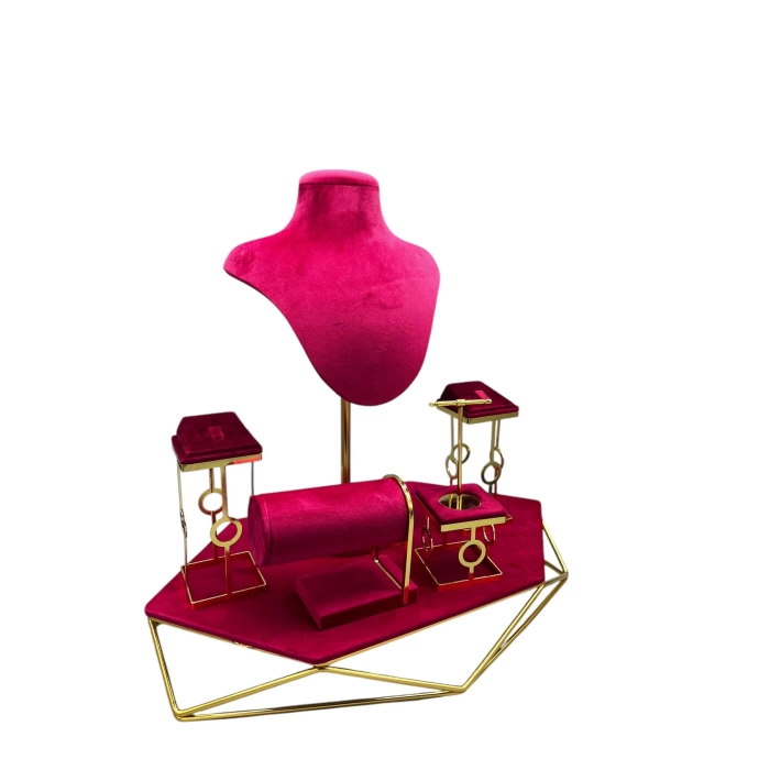 Yerli Üretim Anfora Kumaş Pembe Renk Mini Vitrin Takı Sergileme Mankeni