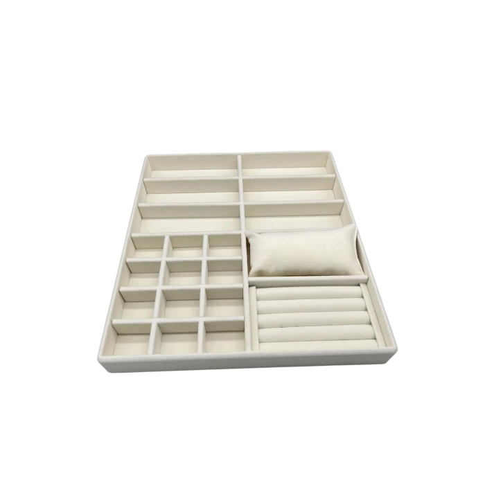 Yerli Üretim Astana Model Süet Kumaş Krem Renk 38 Cm / 35 Cm Takı Sergileme Çekmece Içi Stand
