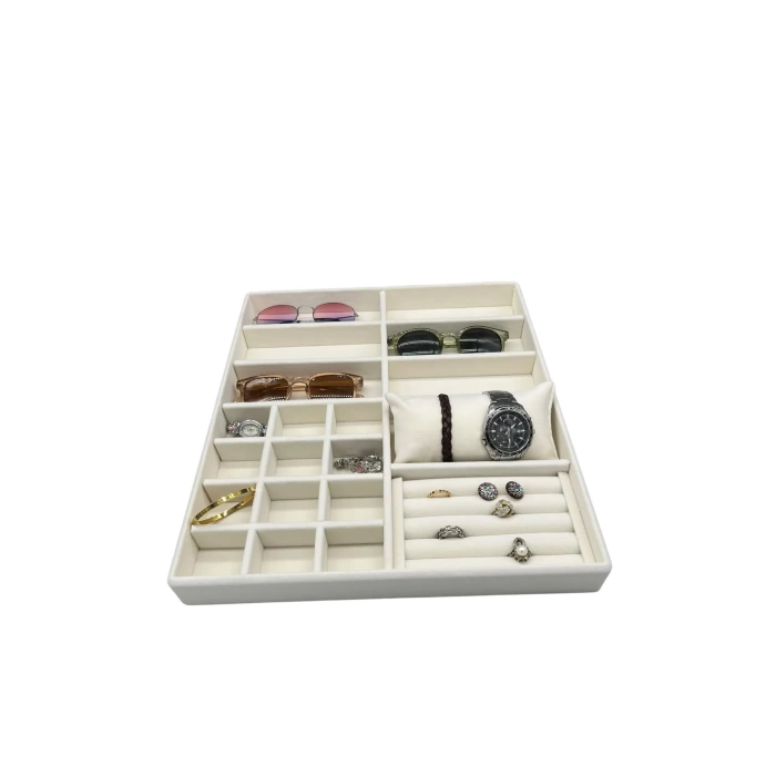 Yerli Üretim Astana Model Süet Kumaş Krem Renk 38 Cm / 35 Cm Takı Sergileme Çekmece Içi Stand