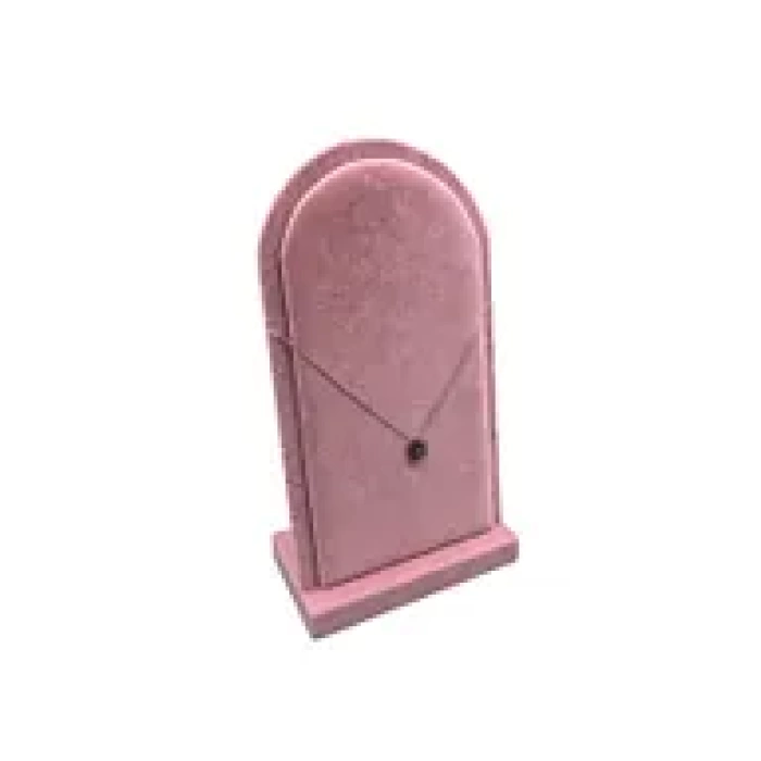 Yerli Üretim Batum Model Süet Kumaş Pembe Renk 26/15 Cm Ayaklı Kolye Sergileme Standı