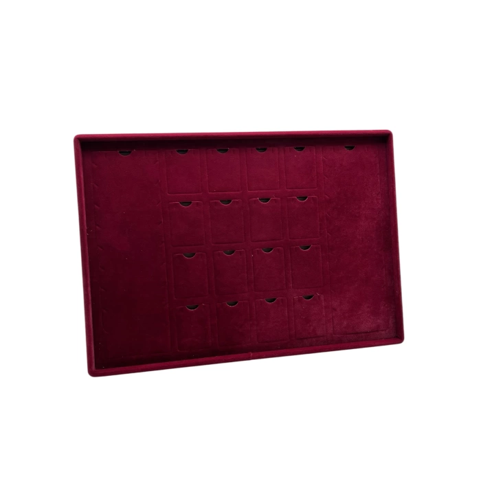 Yerli Üretim Brüksel Model Enine Süet Kumaş Bordo 34-24 Cm Ayaklı Üçlü Set Tabla Stand