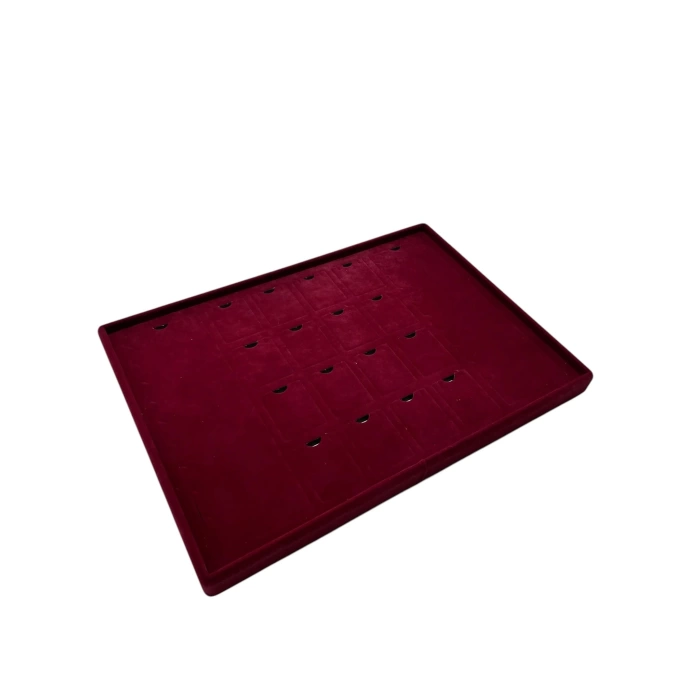Yerli Üretim Brüksel Model Enine Süet Kumaş Bordo 34-24 Cm Ayaklı Üçlü Set Tabla Stand