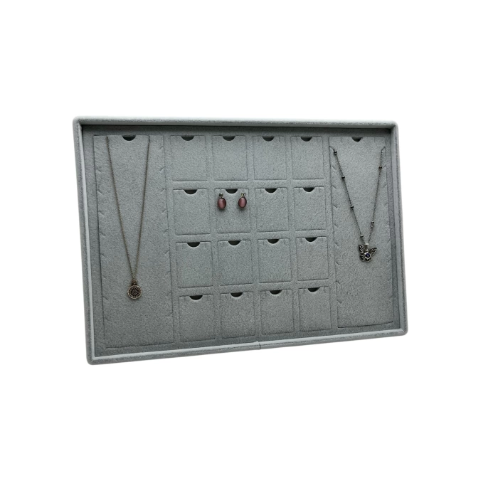 Yerli Üretim Brüksel Model Enine Süet Kumaş Gri 34-24 Cm Ayaklı Üçlü Set Tabla Stand