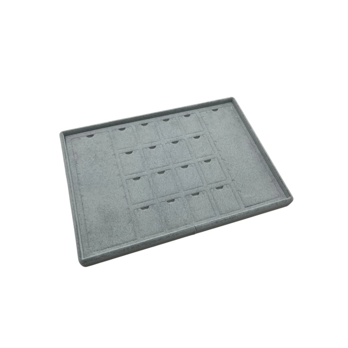 Yerli Üretim Brüksel Model Enine Süet Kumaş Gri 34-24 Cm Ayaklı Üçlü Set Tabla Stand