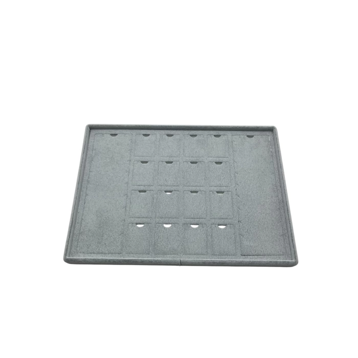 Yerli Üretim Brüksel Model Enine Süet Kumaş Gri 34-24 Cm Ayaklı Üçlü Set Tabla Stand