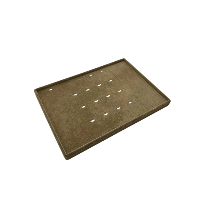 Yerli Üretim Brüksel Model Enine Süet Kumaş Sütlü Kahve 34-24 Cm Ayaklı Üçlü Set Tabla Stand