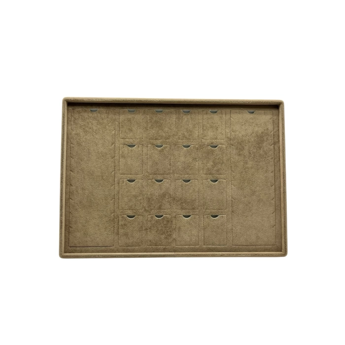 Yerli Üretim Brüksel Model Enine Süet Kumaş Sütlü Kahve 34-24 Cm Ayaklı Üçlü Set Tabla Stand
