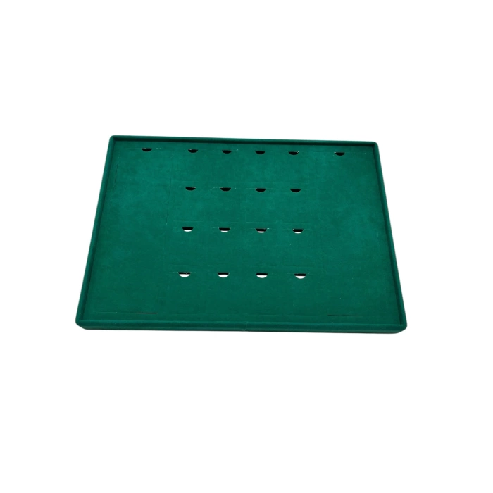 Yerli Üretim Brüksel Model Enine Süet Kumaş Yeşil 34-24 Cm Ayaklı Üçlü Set Tabla Stand