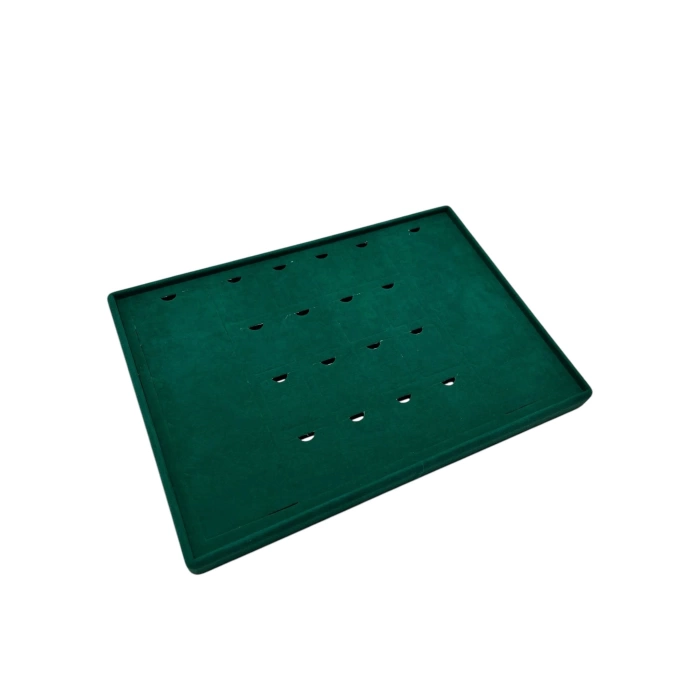 Yerli Üretim Brüksel Model Enine Süet Kumaş Yeşil 34-24 Cm Ayaklı Üçlü Set Tabla Stand