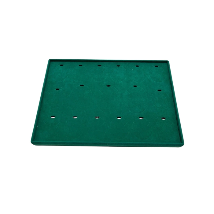 Yerli Üretim Bükreş Model Dikine Süet Kumaş Yeşil 34-24 Cm Ayaklı Üçlü Set Tabla Stand