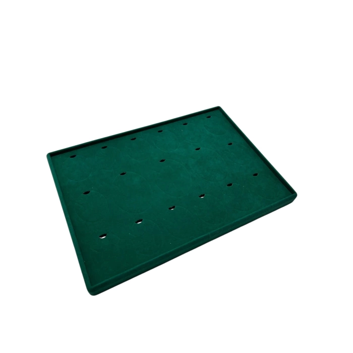Yerli Üretim Bükreş Model Dikine Süet Kumaş Yeşil 34-24 Cm Ayaklı Üçlü Set Tabla Stand