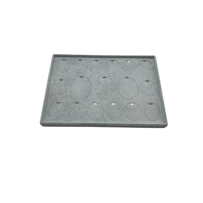 Yerli Üretim Bükreş Model Dikine Süet Kumaş Gri 34-24 Cm Ayaklı Üçlü Set Tabla Stand