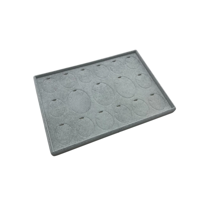 Yerli Üretim Bükreş Model Dikine Süet Kumaş Gri 34-24 Cm Ayaklı Üçlü Set Tabla Stand