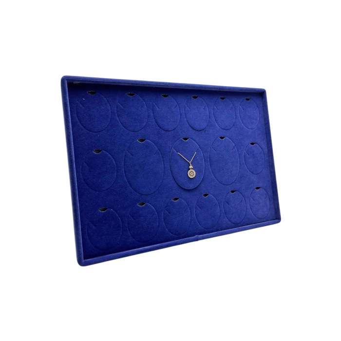 Yerli Üretim Bükreş Model Dikine Süet Kumaş Lacivert 34-24 Cm Ayaklı Üçlü Set Tabla Stand