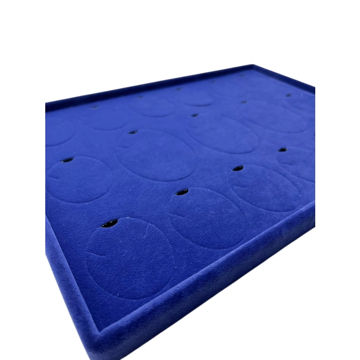 Yerli Üretim Bükreş Model Dikine Süet Kumaş Lacivert 34-24 Cm Ayaklı Üçlü Set Tabla Stand
